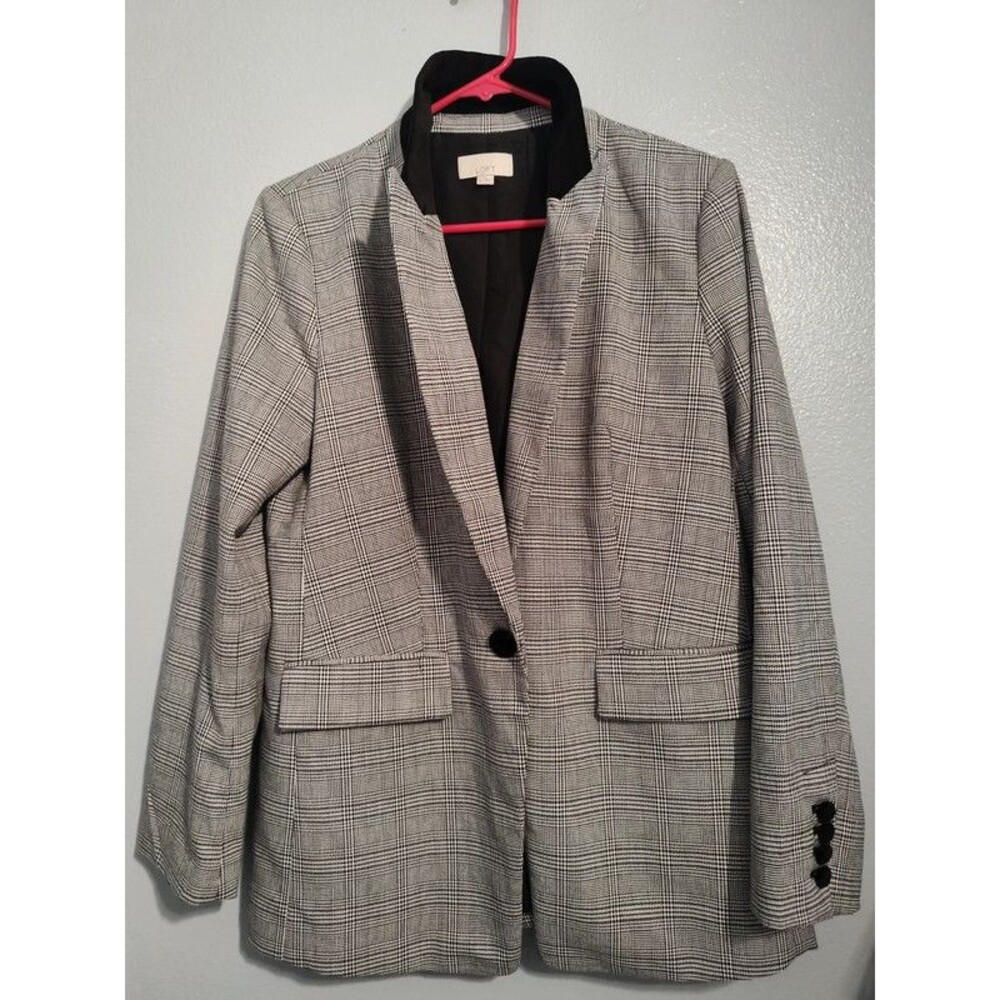 Loft women's black grey white blazer tailored jacket size 8 like new - Picture 3 of 16